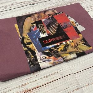 Supreme Stack Tee ‘Plum’. Released 8/9/2021. Size-Large. Pre Owned/worn gently